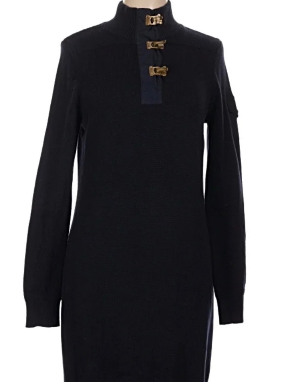 Lauren Jeans Co Ralph Lauren Navy Fireman Clasp Cotton Sweater Dress L